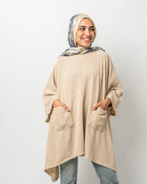 Wool poncho in BEIGE